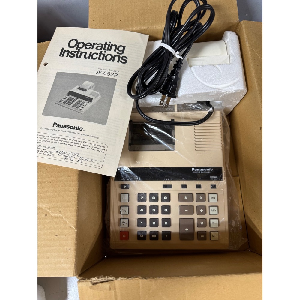 Panasonic JE-652P Electronic Printing Calculator Vintage Desktop Office Boxed